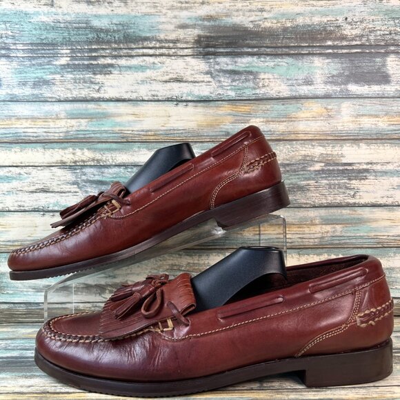 Cole Haan Kiltie Loafers Mens Size 11M Brown Leather Dress Work Formal Tassel - Picture 2 of 11
